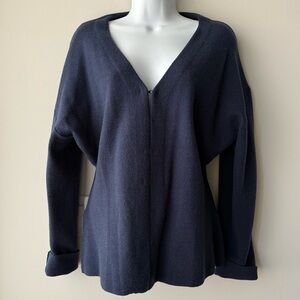 Navy Blue Open Front Knit Sweater Cardigan Relaxed Fit